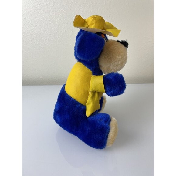 Vintage ACE Novelty Co Inc Blue Bear Yellow Hat & Rain Jacket Plush Toy US 9.25” - Picture 5 of 12